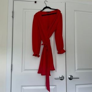 Red wrap dress